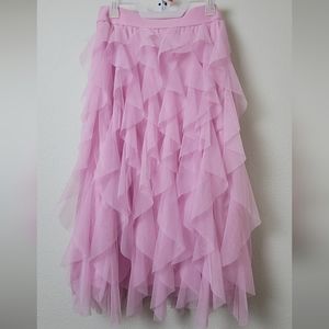 Cato maxi ruffle tulle skirt in pink size M